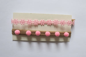 FAIXA BOLINHAS RENDA ROSA