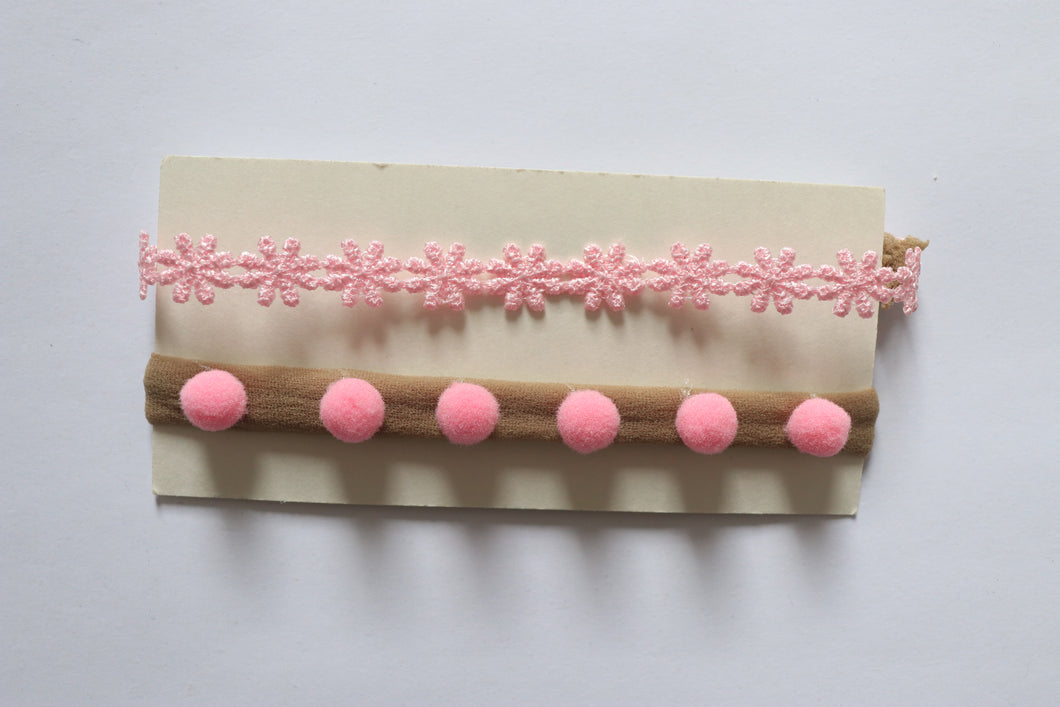 FAIXA BOLINHAS RENDA ROSA