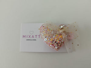 Hair Clip Coração Glitter com Tule