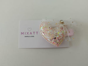 Hair Clip Coração Glitter com Tule